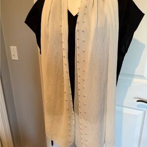 Elegant Cream with Pearl Accents Scarf